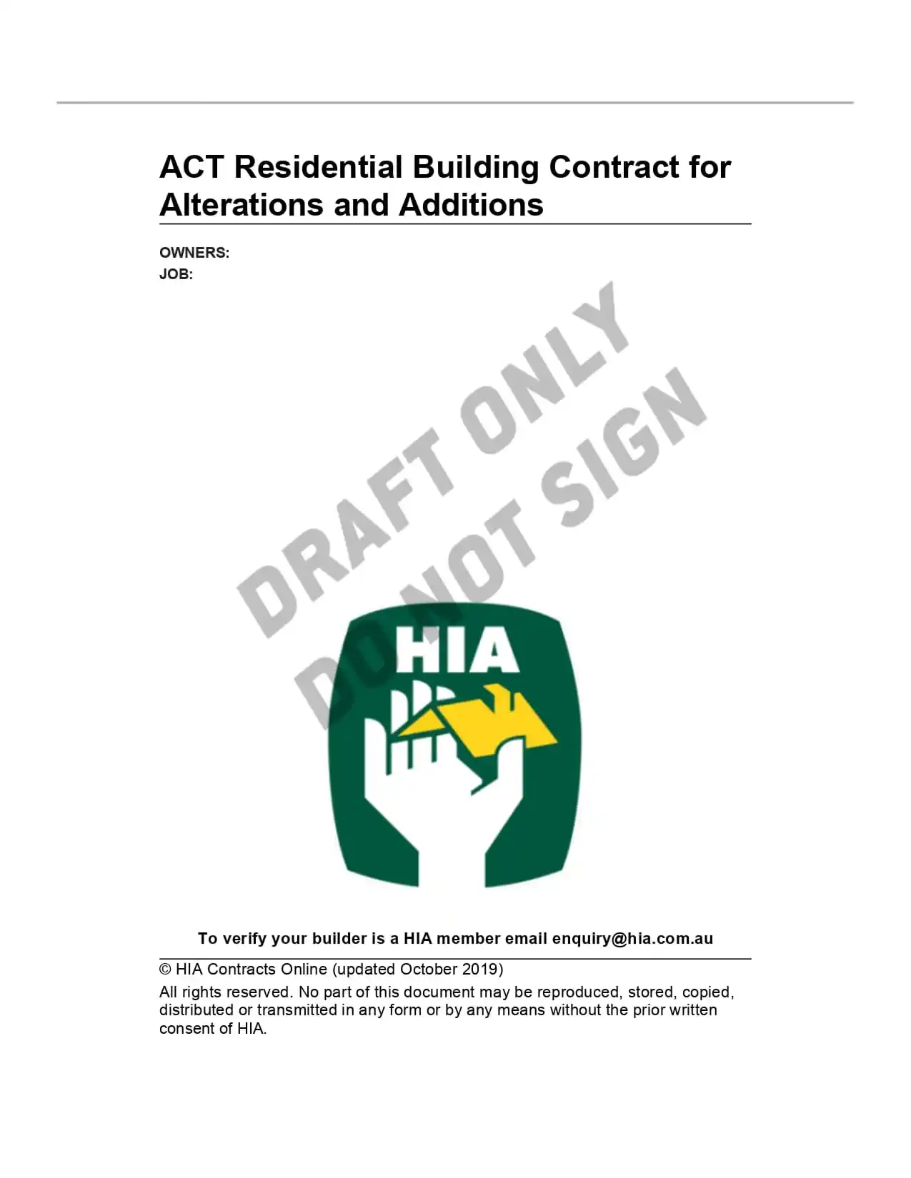 Example HIA Contract