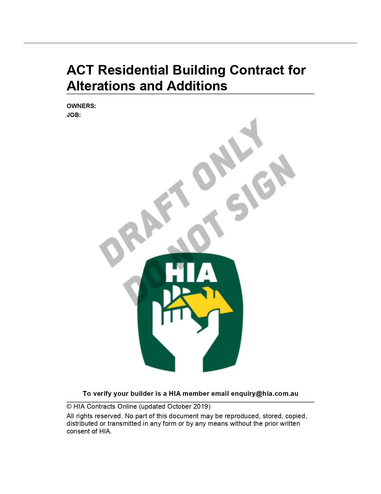 Example HIA Contract